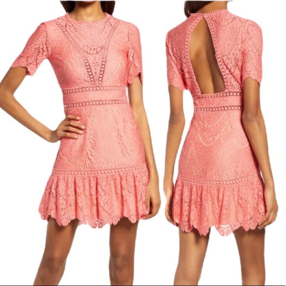 SAYLOR Dresses & Skirts - SAYLOR Dress Darian Crochet Lace Cutout Back Mini In Porcelain Rose L NWT